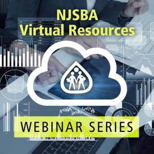 NJSBA Virtual resources thumbnail image of a cloud icon with the NJSBA logo inside and a technical abstract blue background