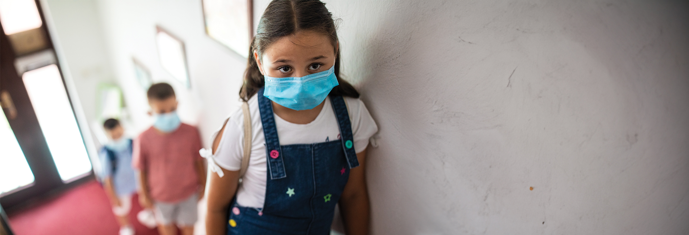 Female student wearing medical mask