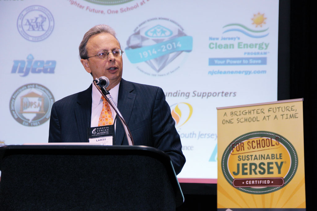 Dr. Lawrence S. Feinsod, executive director of the New Jersey School Boards Association, speaks at Workshop 2014.