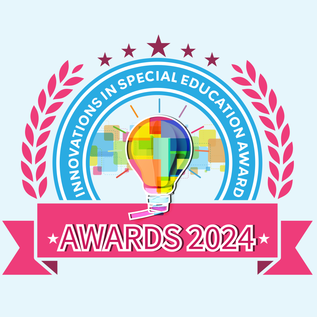 Innovations in Special Education Award logo with of a seal and circle surrounding a colorful lightbulb