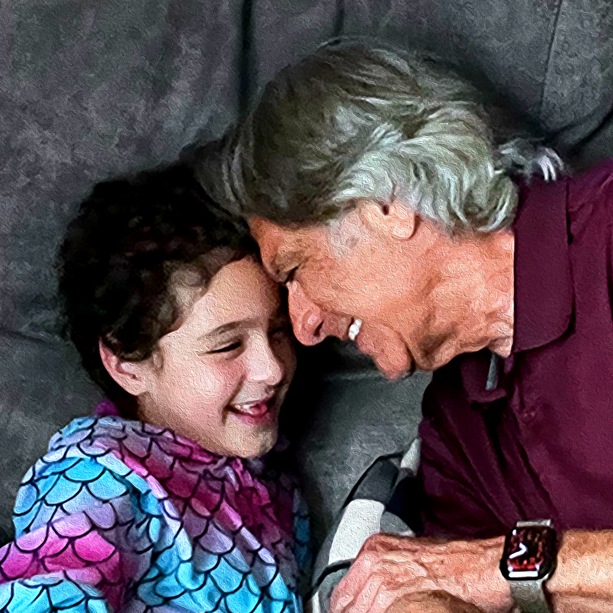 Vince DeLucia posing laughing with his granddaughter