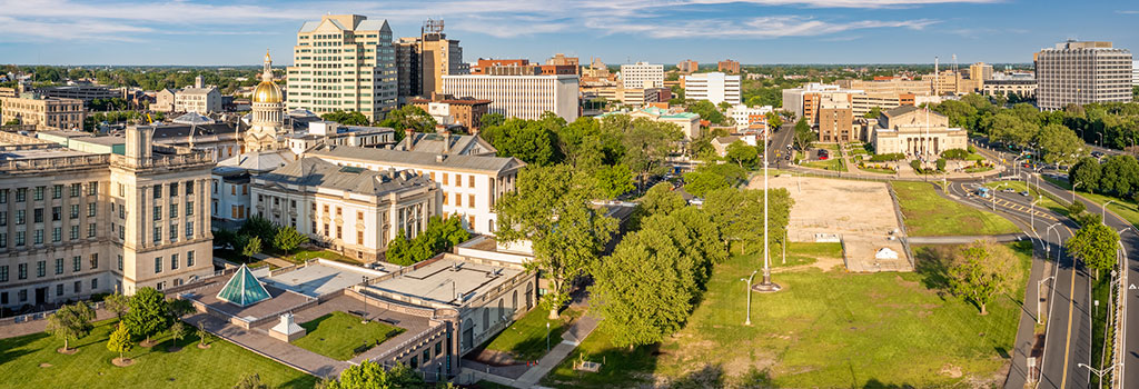 Arial view of the state house in Trenton NJ