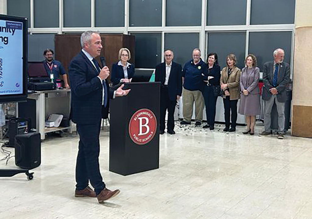 Dr. Timothy Purnell, executive director and CEO of the NJSBA, delivers remarks congratulating Charles Caraballo on being the Association’s 2024-2025 Board Member of the Year.