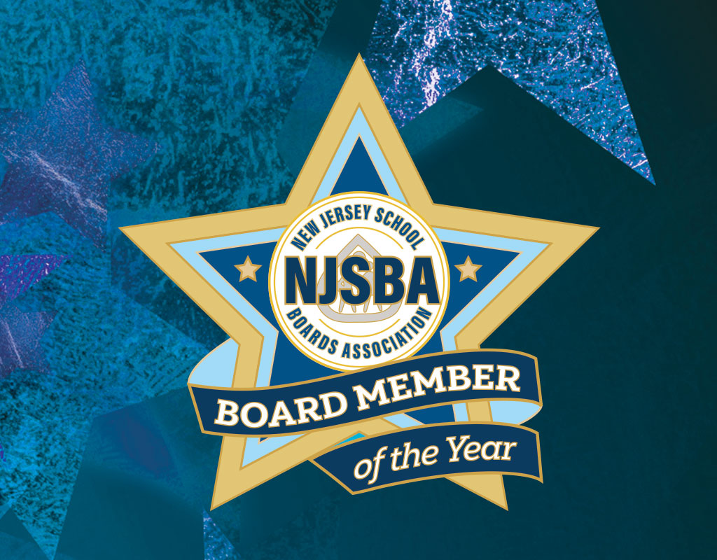 Board Member of the Year logo over top an abstract star background